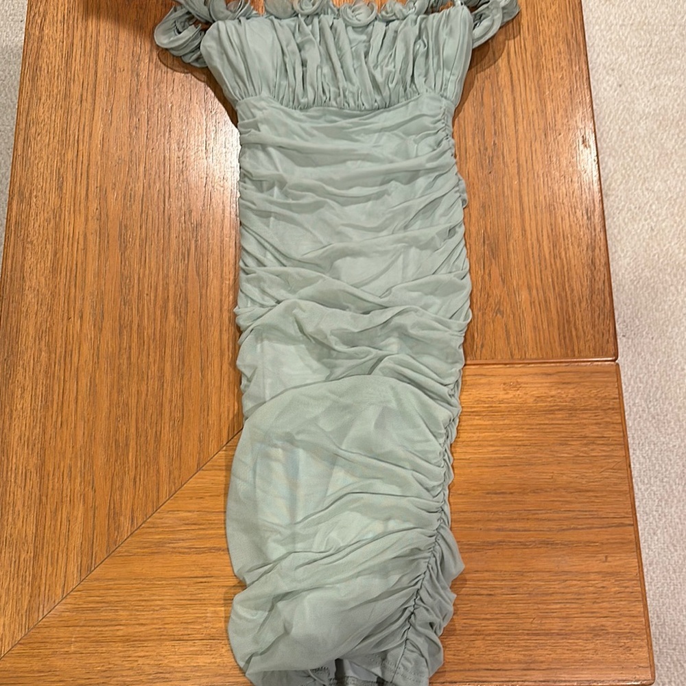 Elegant Ruched Dress in Sage Green